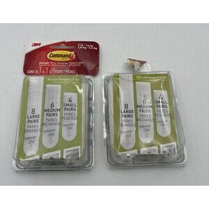 3M Command Picture Hanging Strips 8 Large 6 Medium & 4 Small Pairs Lot Of 2